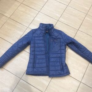 Blue Patagonia puffer jacket